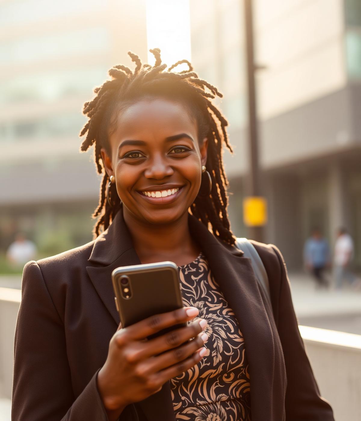 Young African entrepreneur using a smartphone